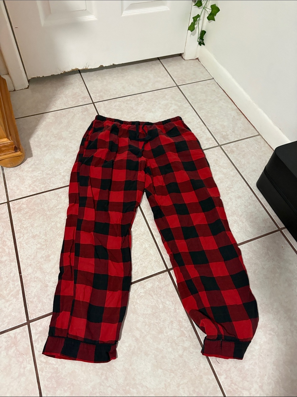 stars above Red and Black Buffalo Plaid Pajama Pants